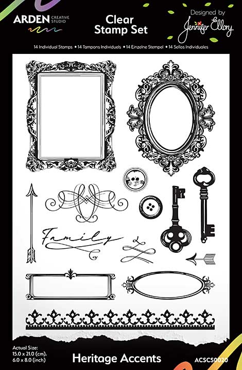 Arden Creative Studio Heritage Accents 6in x 8in Clear Stamp Set  (Remembering)