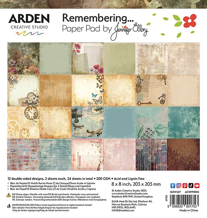 Arden Creative Studio Remembering... 8in x 8in Paper Pad (Remembering)