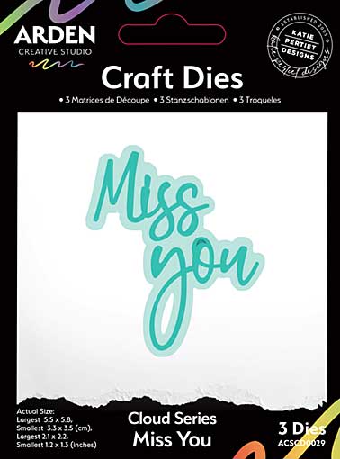 Arden Creative Studio Sentiment Cloud Series Miss You Craft Die Set (FN26)