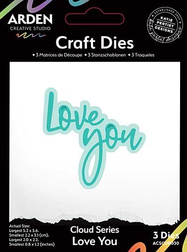 Arden Creative Studio Sentiment Cloud Series Love You Craft Die Set (FN26)