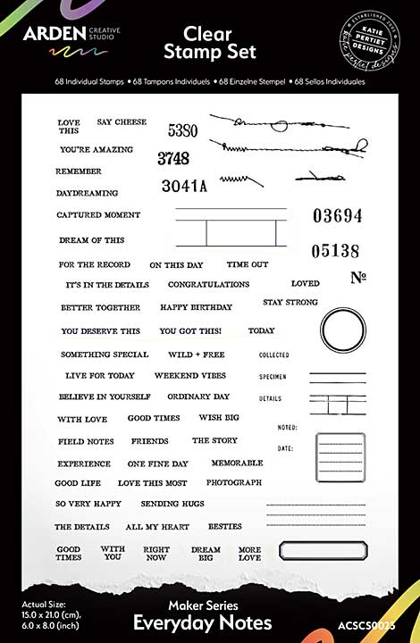 Arden Creative Studio Maker Series Everyday Notes 6in x 8in Clear Stamp Set (FN26)