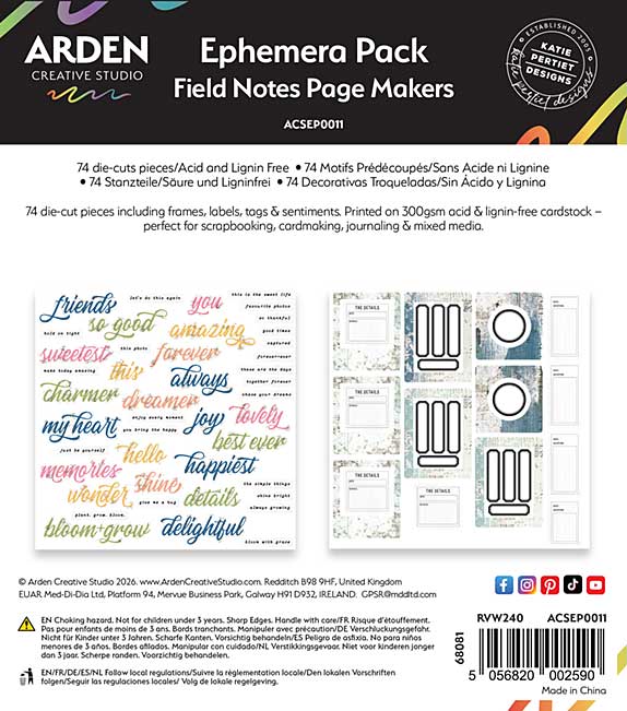 Arden Creative Studio Field Notes Page Makers Ephemera Pack (FN26)