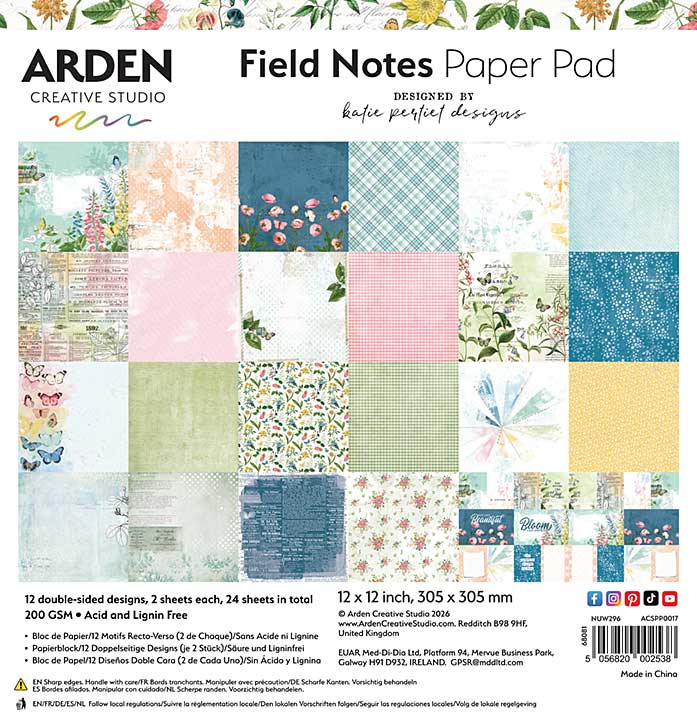 Arden Creative Studio Field Notes 12in x 12in Paper Pad (FN26)