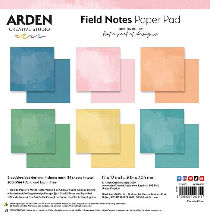 Arden Creative Studio Field Notes Solids 12in x 12in Paper Pad (FN26)