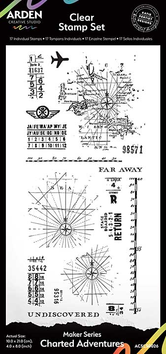Arden Creative Studio Maker Series Charted Adventures 4x8 Clear Stamp Set (BT26)