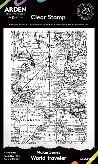 Arden Creative Studio Maker Series World Traveler 4x6 Background Stamp (BT26)