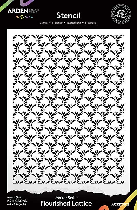 Arden Creative Studio - Maker Series Flourished Lattice 6 x 8 Stencil (GC26)
