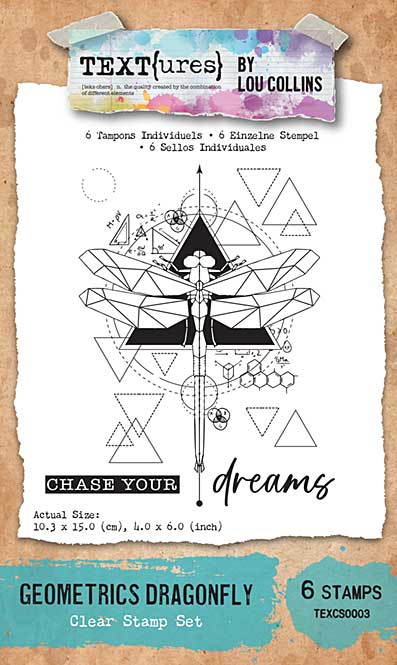 TEXT{ures} Geometrics Dragonfly 4x6 Clear Stamp Set (DD26)