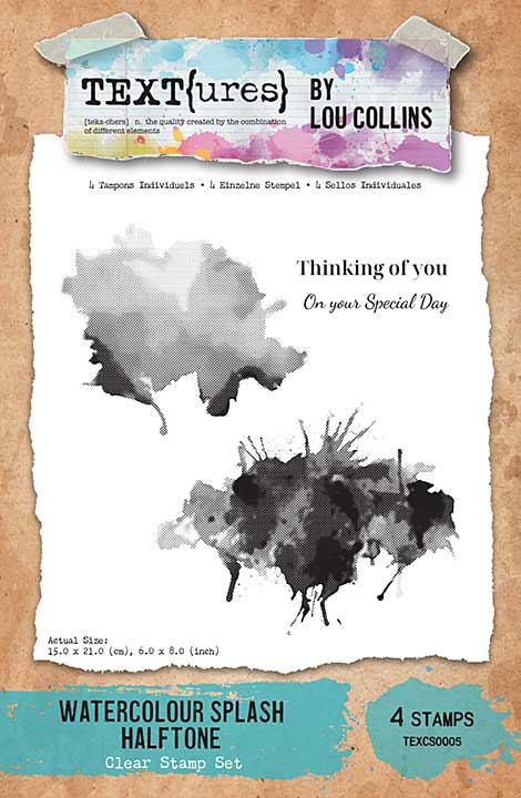 TEXT{ures} Watercolour Splash Halftone 6x8 Clear Stamp Set (DD26)
