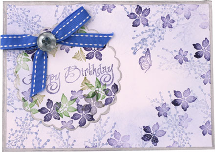 Garden of Blue - Happy Birthday by Rubber Stamp Tapestry