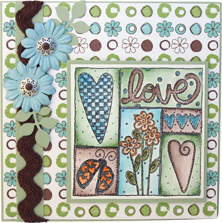 Green and Blue Love Quilt by Dominique