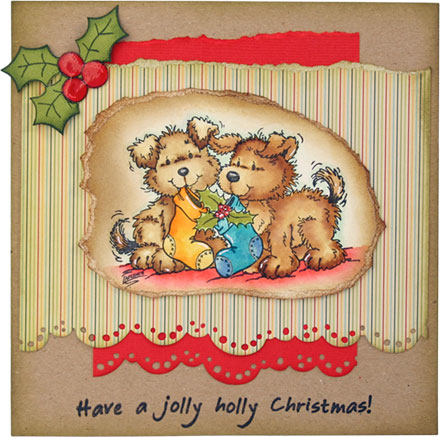 Jolly Christmas Pups by Louise Roache