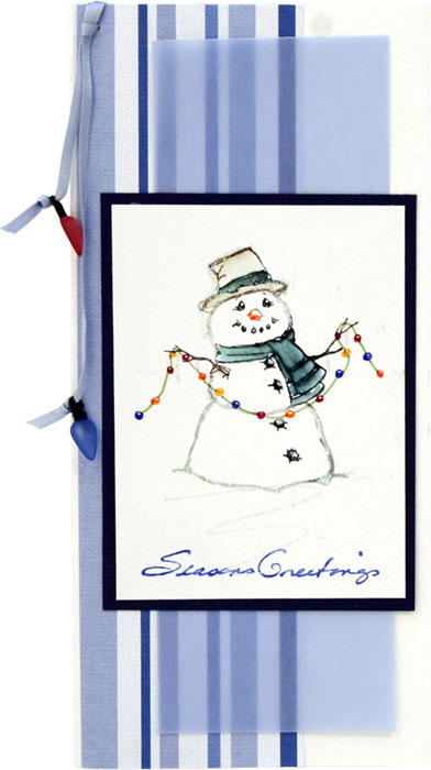 Snowman with Tree Lights by Gina Martin