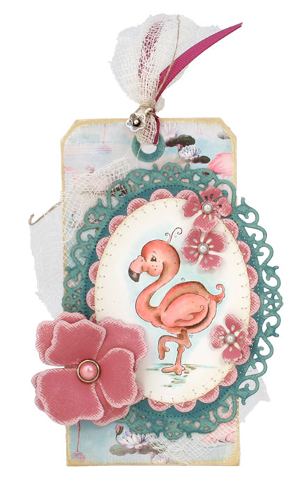 Flamingo tag by Fleur Pearson