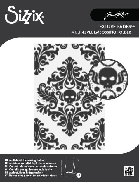 Sizzix Multi-Level Texture Fades A6 Embossing Folder by Tim Holtz Vault Skull