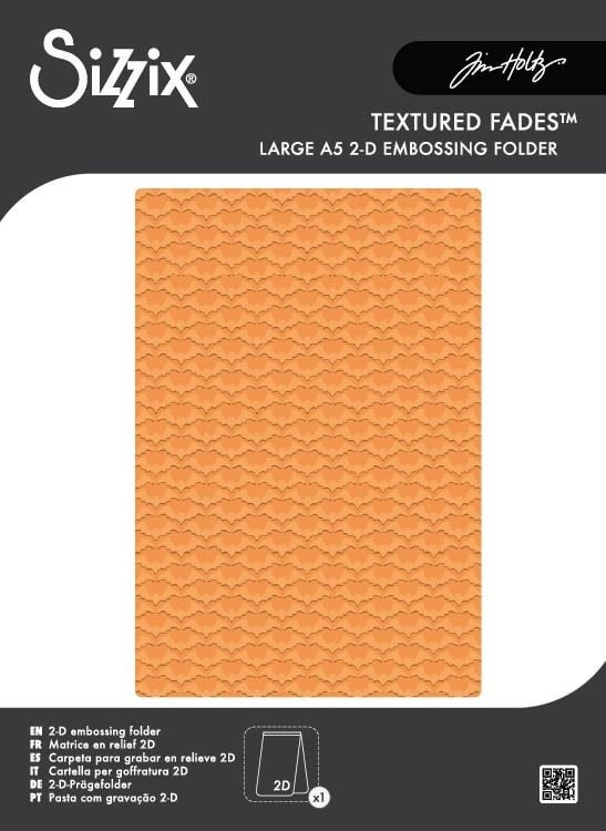 Sizzix 2D Texture Fades Embossing Folder Large A5 Vault Batground by Tim Holtz with bat silhouette pattern