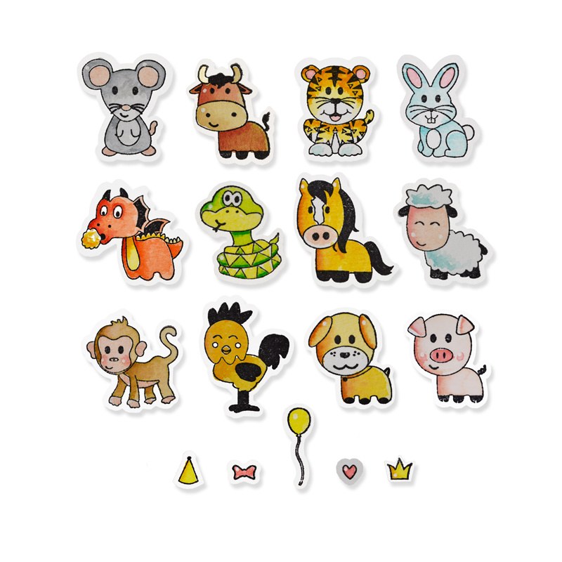 Sizzix Framelits Die Set 17PK with Stamps - Zodiac Animals, dies and stamps