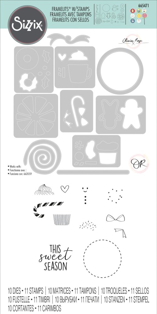 Sizzix Framelits Die w/Stamps by Olivia Rose Dessert Treats die and stamp set - 2