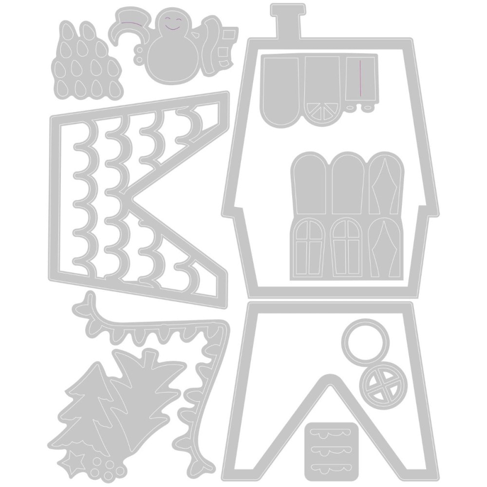Sizzix Thinlits Die by Olivia Rose House (11pcs) set of cutting dies with house, snowman and tree shapes - 2