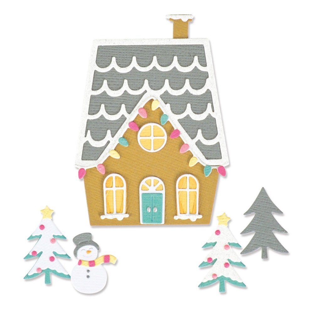 Sizzix Thinlits Die by Olivia Rose House (11pcs) set of cutting dies with house, snowman and tree shapes