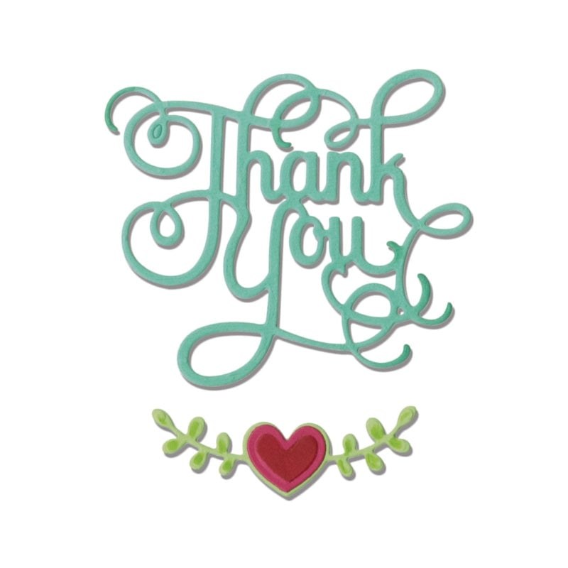 Sizzix Thinlits Die by Jen Long Phrase Thank You w/Hearts, a set of 3 dies - 2