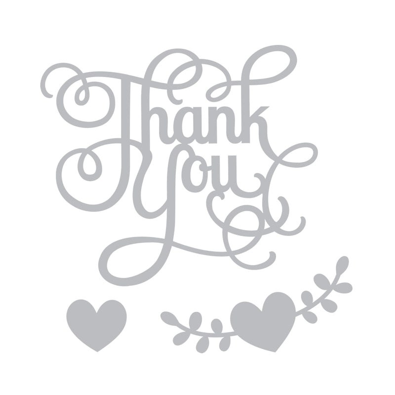 Sizzix Thinlits Die by Jen Long Phrase Thank You w/Hearts, a set of 3 dies - 3