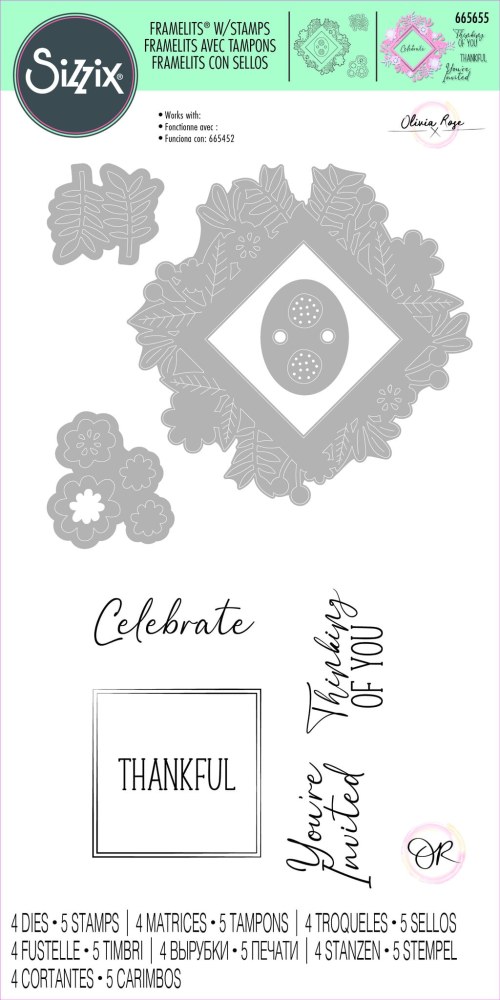 Sizzix Framelits Die w/Stamps by Olivia Rose Floral Celebration (4+5pcs) die and stamp set - 2