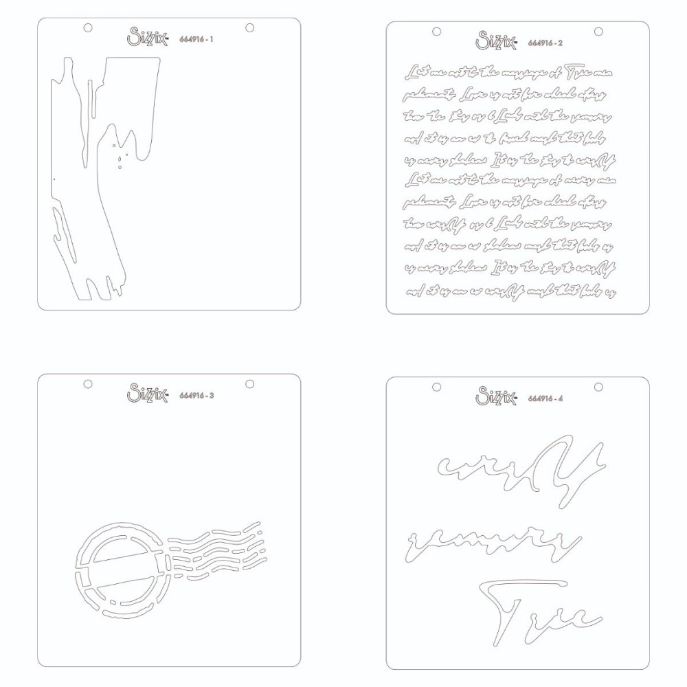 Sizzix Layered Stencils by Olivia Rose Scroll Text, set of four layered stencils with a scroll text design - 2