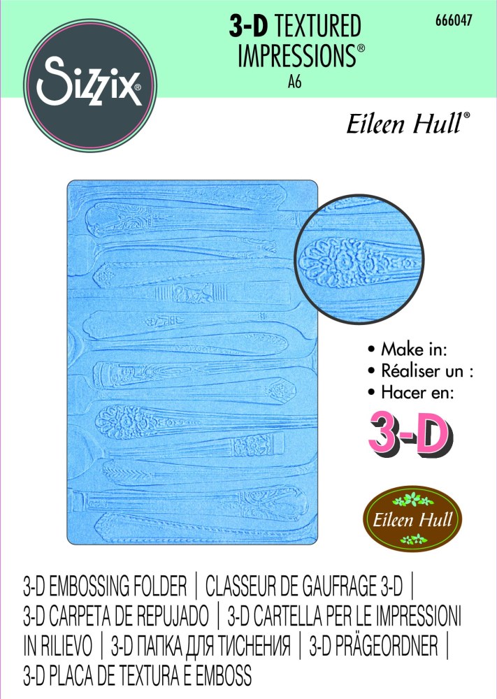 Sizzix 3D Textured Impressions by Eileen Hull Silverware embossing folder with teaspoon-inspired design
