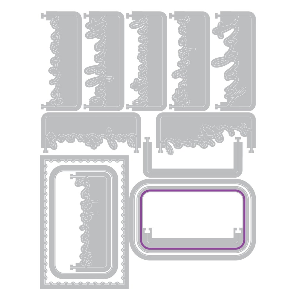 Sizzix Thinlits Die Set Snap and Swap Postage Label by 49 and Market, 13 interchangeable dies - 4