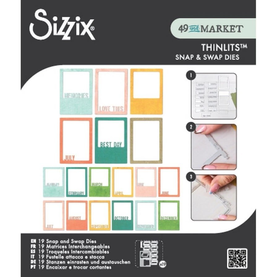 Sizzix Thinlits Die Set Snap and Swap Instamatic (19pcs) by 49 and Market, instant photo frame dies - 2