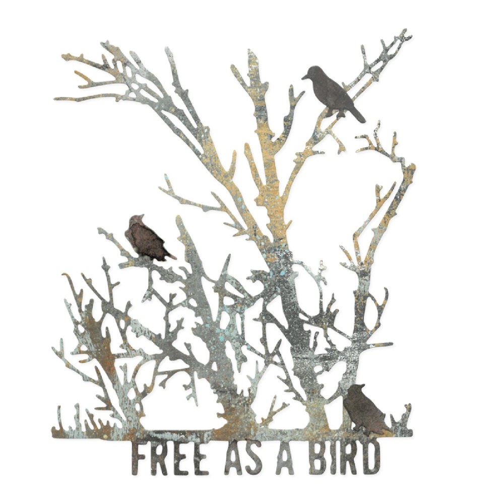 Sizzix Thinlits Die Set Free Bird by Seth Apter, a 4 piece set of bird and tree silhouette dies - 3