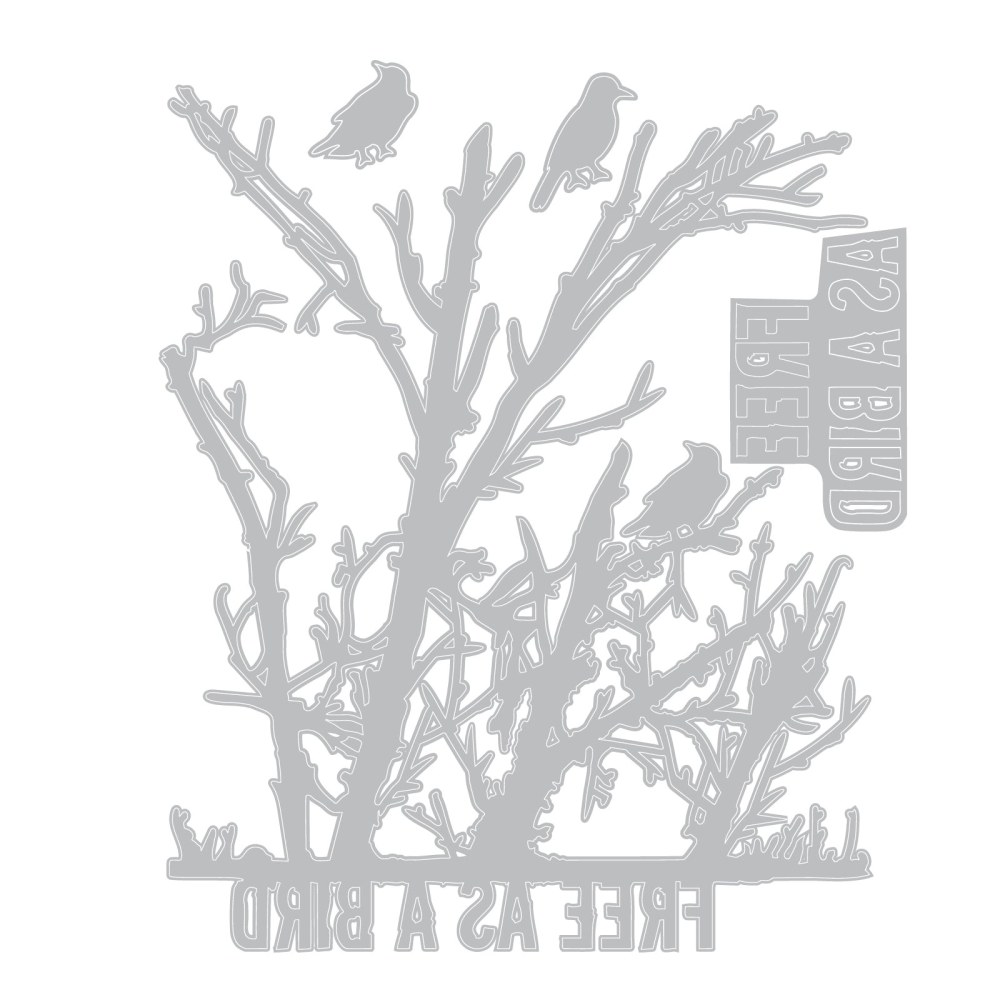 Sizzix Thinlits Die Set Free Bird by Seth Apter, a 4 piece set of bird and tree silhouette dies - 4