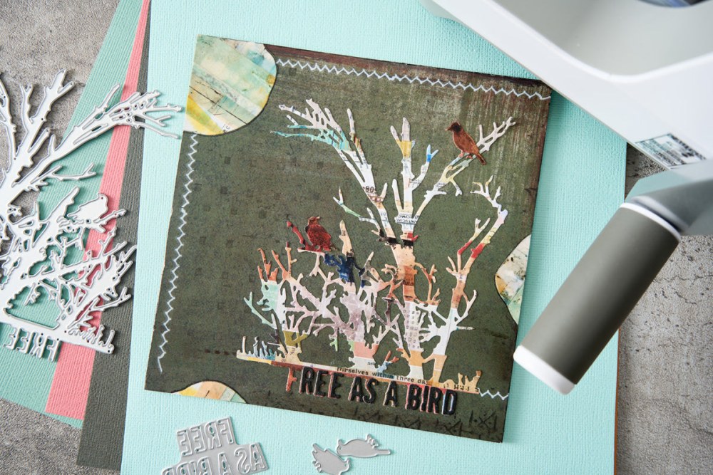 Sizzix Thinlits Die Set Free Bird by Seth Apter, a 4 piece set of bird and tree silhouette dies - 6